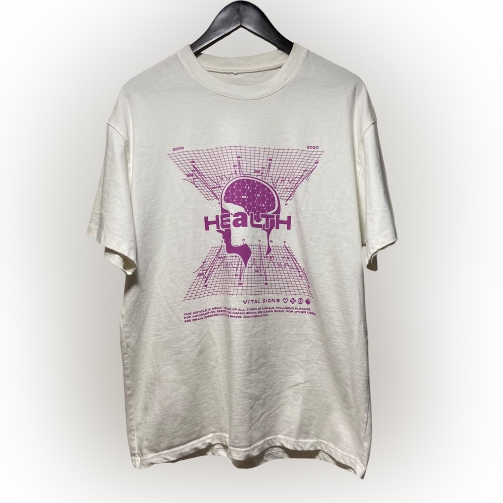 Atmos T Shirt Mens Size Large White Health Graphic Japan Casual Short Sleeve